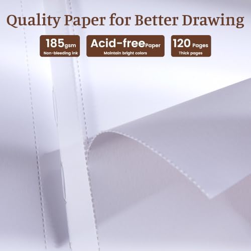 CAGIE Small Sketch Book for Drawing, Leather Sketchbook 5.5" x 8.9", Brown
