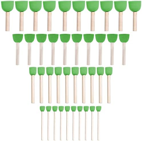 WAFJAMF 40 Pcs Round Sponges Brush Set 4 Sizes DIY Painting Tools Green