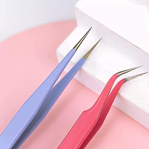 MAXLEAF 2PCS Stainless Tweezers Straight Curved Tweezers for Stickers