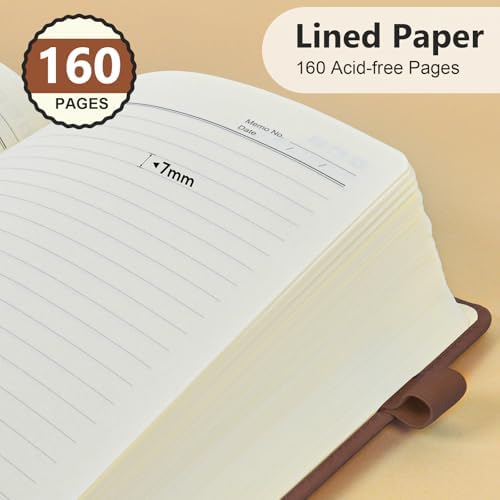 Lined Notebook 5.9"x8.5", Hardcover Leather Journal for Women Men,160 Pages | Medium Size 100 Gsm Writing Journal, Leather Journaling Notebooks for Work School Business Travel Note taking & Daily Diary