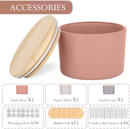 CONNOO 15 Pack 4oz Spring Glass Candle Jars with Airtight Bamboo Lids