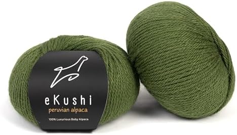 100% Baby Alpaca Yarn for Knitting & Crocheting - Set of 2 Skeins of Premium Yarn DK - Lightweight, Hypoallergenic & Thermal Peru Made - Ideal for Delicate Projects (GR339 - Olive Greeen)