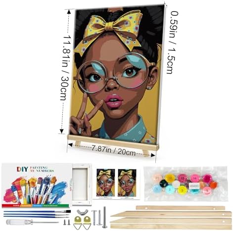 HeeBenor Framed Paint by Numbers Kit for Adults, Black Women, 8x12 Inch