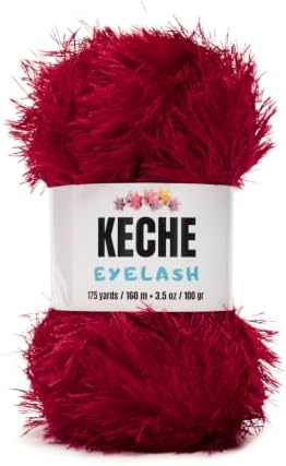Eyelash Fun Fur Yarn - Premium Soft Crochet Yarn DIY Hand Knitting 100% Polyester 175 Yds 3.53 Oz - Bright Red