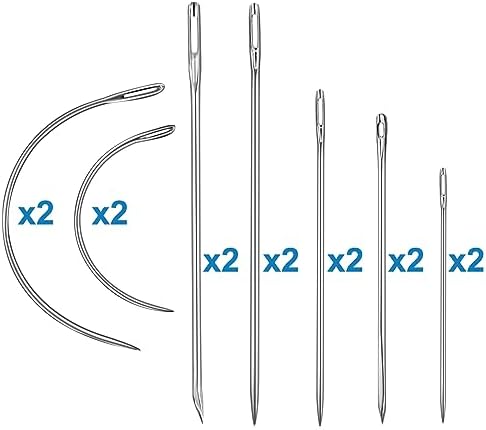 Heavy Duty Hand Sewing Needles Kit, 14 PCS with 10 Leather & 4 Curved Needles for Home Upholstery, Carpet Canvas Repair