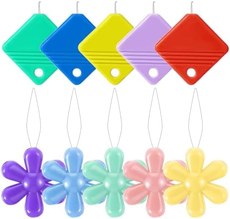 10 Pcs Threading Tool, Flower Head Sewing Machine Needle Threaders Kit Squre Plastic Needles Threader for Hand Sewing, Embroidery Supplies for Cross Stitch Craft, Embroidery Floss, Repair Clothing