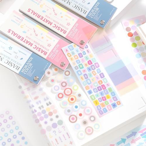 Prstincol Cute Sticker Book，60 Sheets Glitter Aesthetic Decorative Stickers for Scrapbooking,Stars Heart Letter Glitter Self-Adhesive Stickers for Photocards, Journal,scrapbook（2-in-1）
