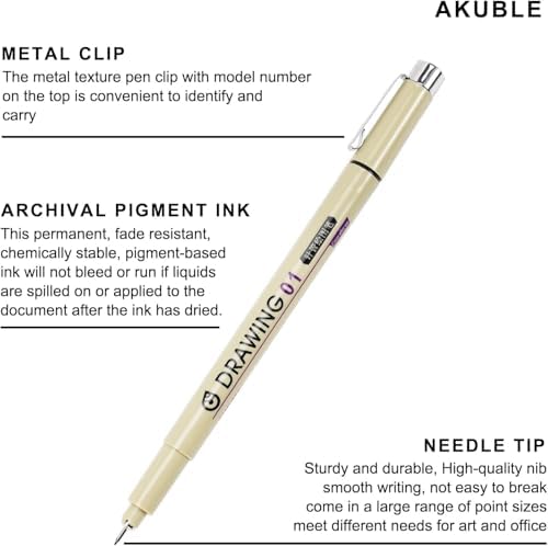 Drawing Pens Micro Fineliner Art Pens: 12 Black Fine Line Markers Art Supplies Adults Artist Sketch Waterproof Archival Ink Watercolor Inking Fine Liner Manga Sketching Zentangle Stuff Micron Pen Set