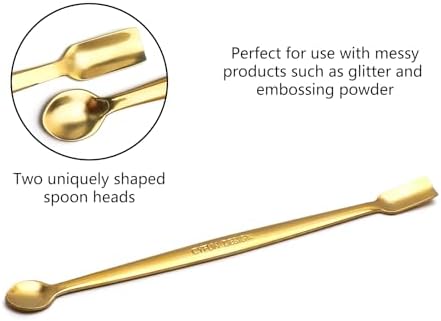 Briartw 5 Pcs Stainless Steel Craft Spoon | Mess-Free Crafting with Dual-Shaped Spoons for Glitter, Embossing Powders, Sequins & Small Embellishments | Gold | 6.7inch Length