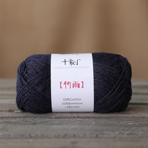 Cotton, Bamboo,Linen Blended Yarn 2 Skeins 50g/1.76oz- 14 Navy Blue