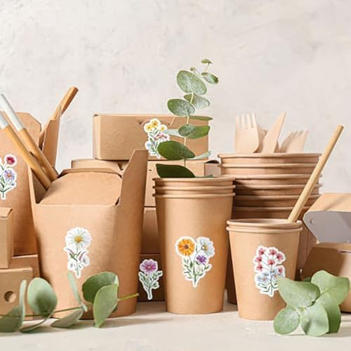 Wildflower Stickers,400PCS Spring Flower Theme Stickers Waterproof Label Stickers Self-Adhesive Labels for Envelopes Gift Wrap Craft (Flower 2)