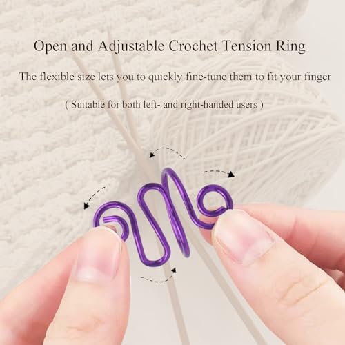 2Pcs Crochet Rings for Finger, Crochet Tension Ring for Crocheting Open Adjustable Yarn Guide Crochet Tension Ring Crochet Accessories Knitting Loop Ring for Finger (Purple), SATONBEYI