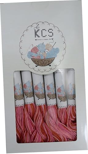 KCS Big skeins of 25 Meters Size 25 Color Variegated Cross Stitch Stranded Threads,6 skeins,4190