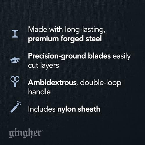Gingher 5" Straight Fabric Scissors for Cutting Curves & Buttonholes