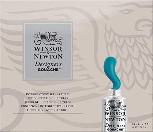 Winsor & Newton Designers' Gouache Introductory 10-Tube Paint Set, 14ml,Blue,green,ivory,white