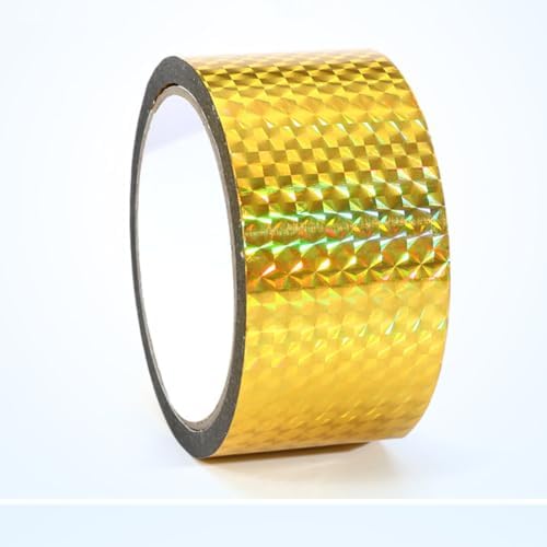 Self-Adhesive Holographic Reflective Tape Prism Tape Holographic Reflective Tape for Keep Birds Away, Craft Projects, DIY Art, Home, Daily Use (Gold, 1 Inch x 55 Yard)