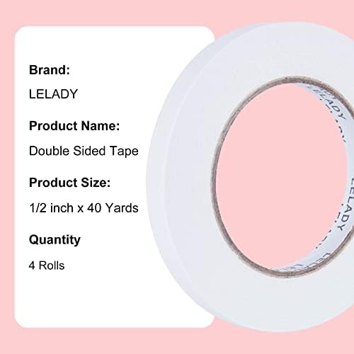 Double Sided Tape 1/2 Inch x 40 Yards- 4 Rolls