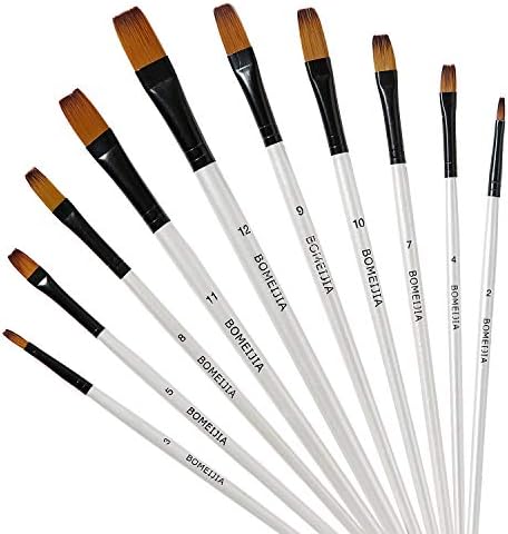GETHPEN Flat Paint Brush Set for Acrylic Watercolor & Oil Painting,12pcs