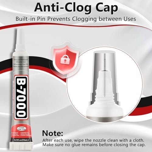 25 Tube 15ML B7000 Glue Clear with Precision Tip, Bulk B-7000 Craft Glue Rhinestone Bedazzling Glue Super Adhesive for DIY Jewelry Making Nail Art Fabric Shoes Phone Repair