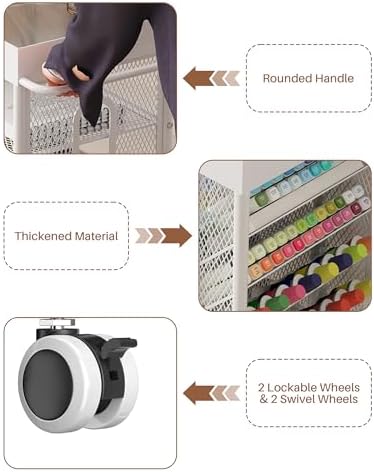 Rolling Utility Art Cart with Paint Storage & Brush Organizer,White