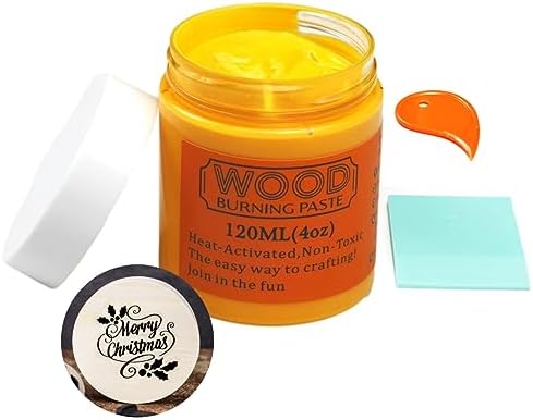 DGAGA Wood Burning Paste Wood Burning Gel for Heat Gun Heat Activated Paste for Craft Chalk Paste for Wood Burning Etching Marker Stencil Wood Working Tools and Accessories on Wood,Canvas,Denim 4 OZ