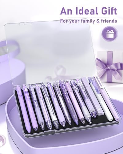 Four Candies Puple Pens, Black & Purple Ink, 0.5mm Pens, 2 Highlighter