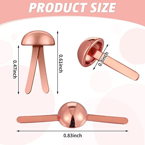 Hotop 500 Pcs Brad for Paper Crafts Metal Paper Fasteners,Rose Gold
