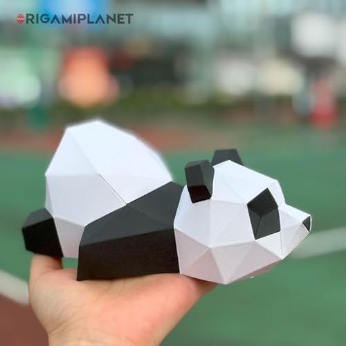 3D Panda Papa Origami Paper Craft Kit, Fun DIY Pre-Cut 3D Paper Art Model for Teens & Adults, Easy Handmade Animal Figurine Sculpture Gift Set for Bookshelf Decoration