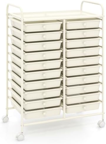 COSTWAY 20-Drawer Rolling Storage Cart, Utility Storage Organizer Cart