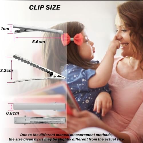 TseroFay Metal Plain Small Alligator Clips for Bows Crafts DIY Silver Bulk