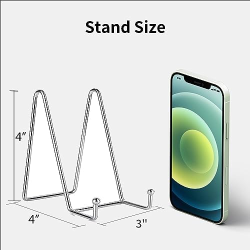 Kruodop 3 Pack 4 Inch Plate Stands for Display, Metal Frame Holder Stands for Book, Pictures, Photo Easel, Tabletop Art