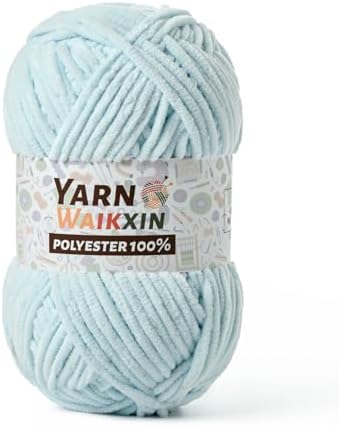 Soft Chenille Yarn for Crocheting, Fluffy Chunky Crochet Yarn for Baby Blanket, (1.76oz/65.6yds) Fuzzy Velvet Yarn for Amigurumi&DIY Puzzle、Crafts、Scarf(Baby Blue)