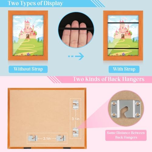 [2-Pack] Kids Art Frames, 8.5x11 Front Opening Kids Artwork Frames Changeable, Orange Artwork Display Storage Frame for Wall, Holds 50 Pcs, for 3D Picture, Crafts, Children Drawing, Hanging Art,