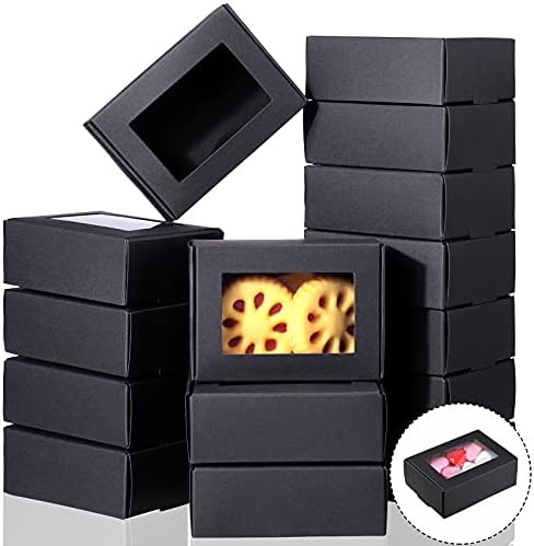 Zonon 30 Pcs Mini Kraft Soap Boxes with Window Homemade,Black