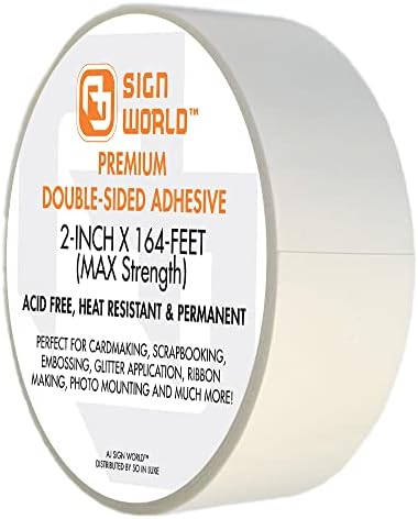 Best 2" MAX Strength Thin Permanent Double-Sided Tape for Arts, Crafts, Photography, Scrapbooking, Tear-by-Hand, Paper Backing (2-Inch by 164-Feet/55 Yards)…