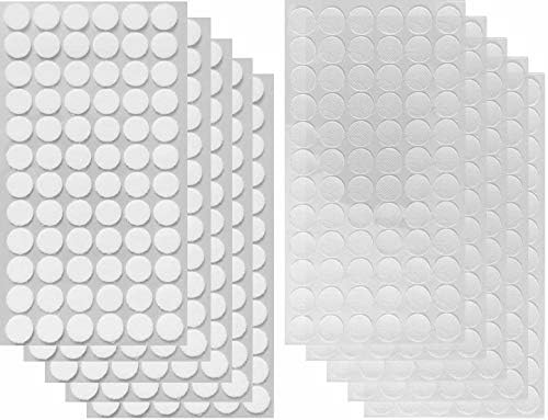 Self Adhesive Dots, Strong Adhesive 1000pcs (500 Pairs) 0.59" Diameter Sticky Nylon Dots, Hook & Loop Dots with Waterproof Sticky Glue Tapes, Suitable for Classroom, Office, Home (Translucent)