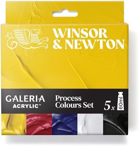 Winsor & Newton Galeria Acrylic Paint Set, 5 x 60ml (2-oz) Tubes, Process