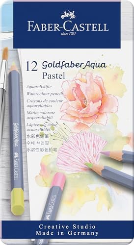 Faber-Castell Goldfaber Aqua Pastel Watercolor Pencils - 12 Pastel Water Colored Pencils, Water Color Pencils for Painting and Drawing