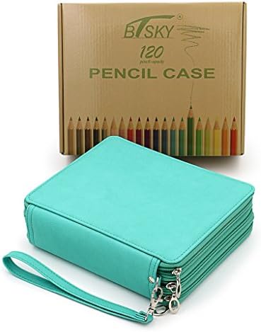 BTSKY Deluxe PU Leather Pencil Case For Colored Pencils - 120 Slot, Green