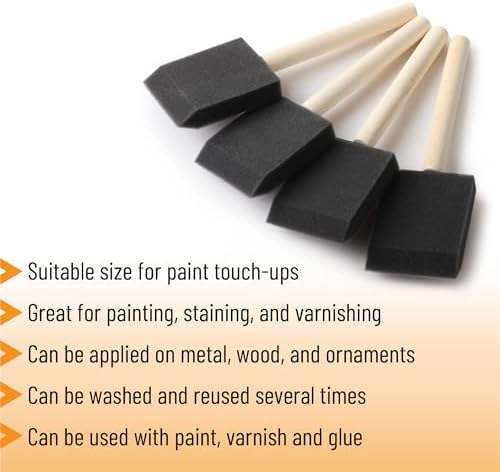 Bates- Foam Paint Brushes 2 Inch, 25 Pack, Black 2 Inch Foam Brushes for Painting with Lightweight Wooden Handles