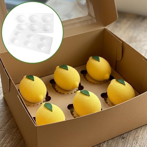 Lemon Silicone Mold – 6-Cavity 3D Fruit Shaped Cake Chocolate Jelly Fondant & Ice Cream Molds for DIY Baking Pastry Desserts Pudding Candle Making Non-Stick Multi Use Kitchen Tray for Homemade Treats