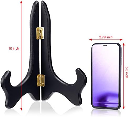Tatuo 2 Packs Wooden Plate Stands for Display Easel Holders, 10 Inch, Black