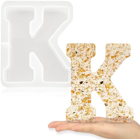 Gartful 7 Inch Large Letter Molds for Resin, 3D K Capital Alphabet Epoxy Resin Mold, A to Z Thick Resin Letter Molds for Making Letters, Word Sign Art, DIY Crafts, Making Cake, Party Home Decor