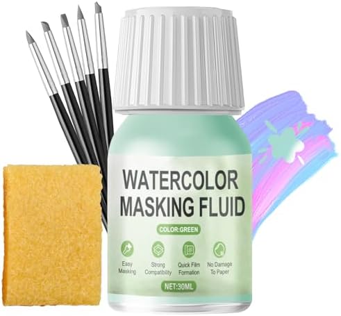 WANJAO Blue Masking Fluid for Watercolor Painting, Fast Drying Easy Peel
