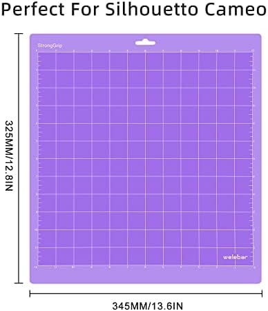 5 Pack Cutting Mats for Silhouette Cameo 5/4/3/2/1, 12x12 Inch StandardGrip/LightGrip/StrongGrip/FabricGrip, Cutting Mats for Sewing, Quilting, Crafts