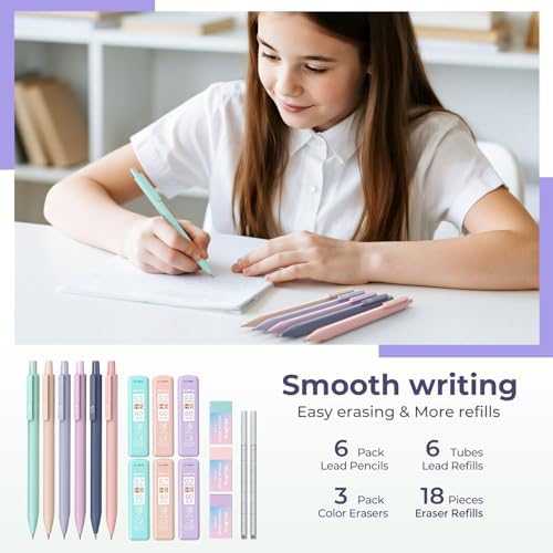 Nicpro School Supplies Stationary Set with Pencil Case, 39 PCS Purple