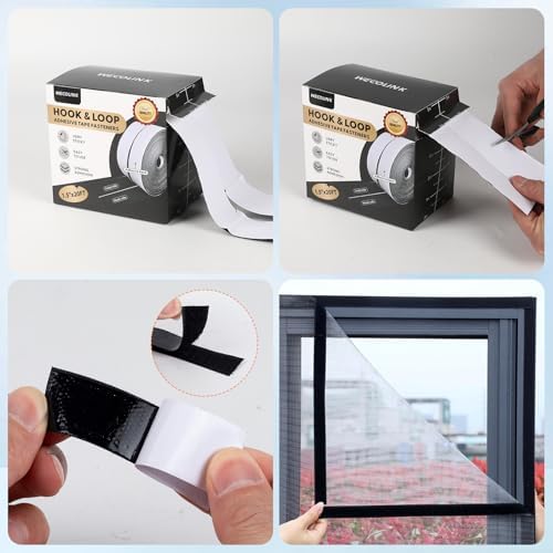 20Ft x 1.5 Inch Hook and Loop Tape Strips with Adhesive, Heavy Duty Sticky Back Nylon Strips for Home, Office, School, Crafting & DIY Projects, Double Sided Strips - Adhesive Fastening Tape