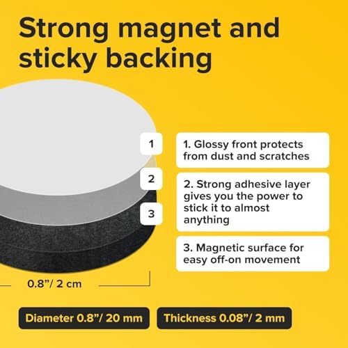 Sticky Flexible Adhesive Magnets for Crafts, 0.8"x0.08" (20x2mm), 36 pcs
