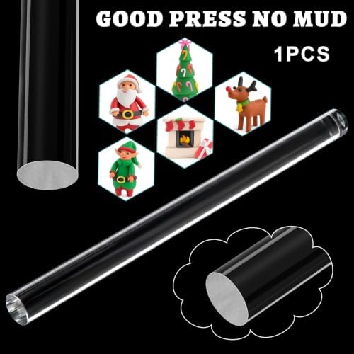 Clabby 1 Pieces Acrylic Clay Roller Plastic Polymer Pin, 19.7 x 1.38 Inch | Clear Plastic Tube Roller, Small Rolling Pins for Crafts, Bulk Pack Handmade Art Supplies, Smooth Surface DIY Projects
