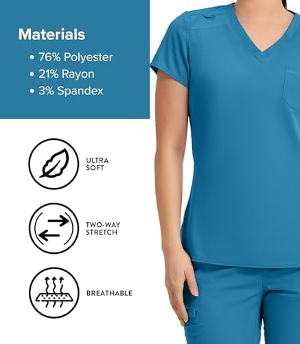 Med Couture Touch Women's Scrub Tops V-Neck Tuck-in Top with 1 Pocket
